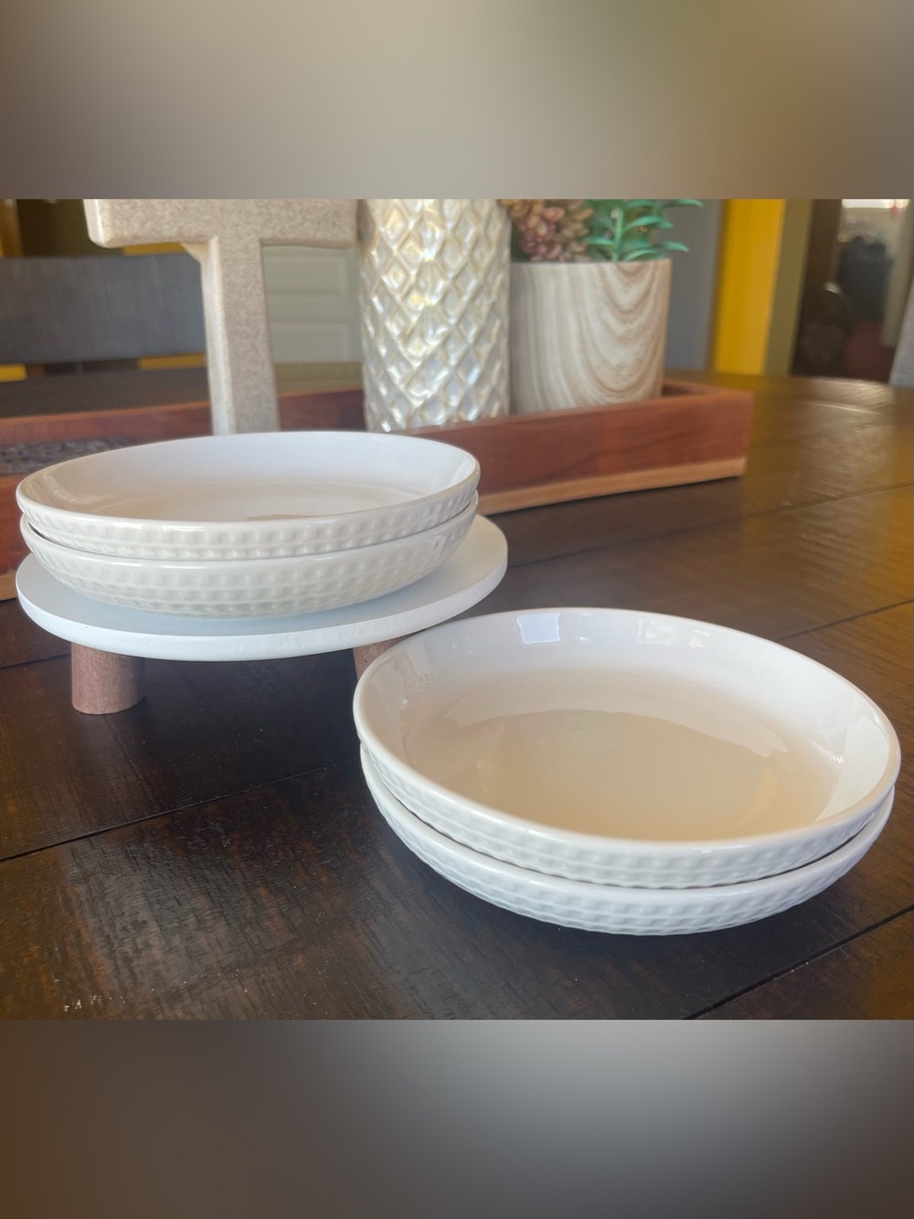 White Ceramic Medium Plates - Set of 4